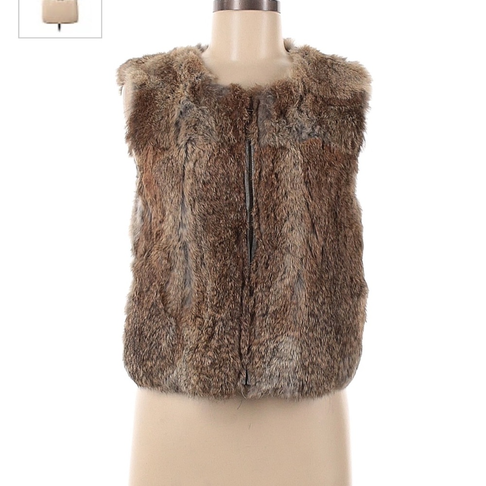 PJK Patterson J Kincaid 100% Rabbit Fur Vest Zip Up RN# 132447 medium like new